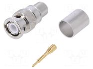 Connector: BNC; plug; male; straight; 50Ω; crimped; for cable; PTFE TELEGÄRTNER