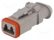 Connector: wire-wire; plug; female; DT; for cable; PIN: 2; grey DEUTSCH