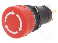 Switch: emergency stop; 16mm; Stabl.pos: 2; NC + NO; red; none; IP65 EAO