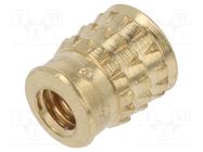 Threaded insert; brass; M2,5; BN 37885; L: 5.2mm; for plastic 