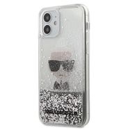 Karl Lagerfeld Ikonik Liquid Glitter case for iPhone 12 mini - silver, Karl Lagerfeld
