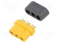 Connector: DC supply; plug; MR60; female; PIN: 3; for cable; yellow AMASS