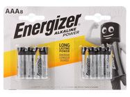 Battery: alkaline; AAA; 1.5V; non-rechargeable; 8pcs; Base ENERGIZER