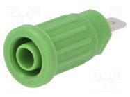 Connector: 4mm banana; socket; 24A; 1kV; green; nickel plated; 34mm 