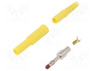 Plug; 4mm banana; 32A; 1kVDC; yellow; insulated; Max.wire diam: 4mm SCHÜTZINGER
