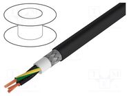 Wire; BiT 1000 CY FR; 3G1mm2; shielded,tinned copper braid; PVC BITNER