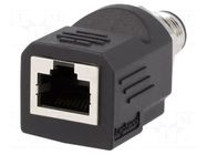 Adapter; M12 male,RJ45 socket; D code-Ethernet; PIN: 4; straight AMPHENOL LTW