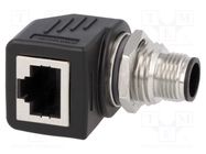 Adapter; M12 male,RJ45 socket; D code-Ethernet; PIN: 4; Cat: 5e 