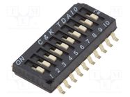 Switch: DIP-SWITCH; Poles number: 10; OFF-ON; 0.025A/24VDC; Pos: 2 C&K