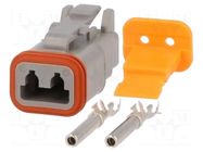 Connector: wire-wire; plug; female; DT; for cable; PIN: 2; crimped DEUTSCH