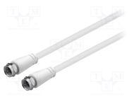 Cable; 75Ω; 5m; F plug,both sides; PVC; A+ shielding class; white Goobay