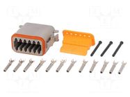 Connector: wire-wire; plug; female; DT; for cable; PIN: 12; crimped DEUTSCH