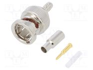 Connector: BNC; plug; male; straight; 75Ω; crimped; for cable; POM AMPHENOL RF