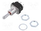 Switch: toggle; Pos: 3; DPDT; (ON)-OFF-(ON); 5A/28VAC; Leads: screw HONEYWELL