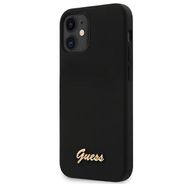 Guess GUHCP12SLSLMGBK iPhone 12 mini 5.4&quot; black/black hardcase Silicone Script Gold Logo, Guess