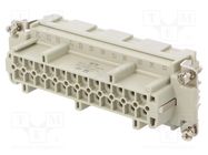 Connector: HDC; female; HE; PIN: 24; 24+PE; size 8; w/o contacts; 16A TE Connectivity
