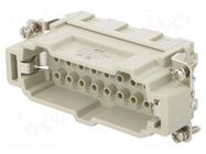 Connector: HDC; male; HE; PIN: 16; 16A; 500V; 16+PE; size 6; crimped TE Connectivity