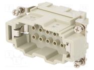 Connector: HDC; male; HE; PIN: 10; 10+PE; size 4; w/o contacts; 16A TE Connectivity