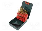 Drill set; for metal; high speed steel TIN coated HSS-R; 19pcs. METABO
