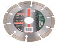 Cutting diamond wheel; Ø: 125mm; Øhole: 22.23mm METABO