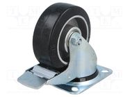 Transport wheel; Ø: 100mm; W: 40mm; H: 128mm; torsional with lock RADER