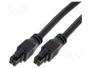 Cable; female; PIN: 4; Len: 2m; 300V; 15A; Insulation: PVC; 2x2; 12AWG MOLEX