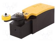 Limit switch; lever R 27mm, plastic roller Ø14mm; NO + NC; 6A 