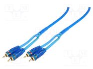 Cable; RCA socket x2,RCA plug x2; 5m; for amplifier 