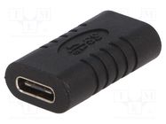 Adapter; USB 3.0; USB C socket,both sides; black Goobay