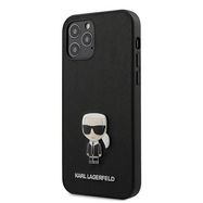 Karl Lagerfeld KLHCP12MIKMSBK iPhone 12 /12 Pro 6,1" czarny/black hardcase Saffiano Ikonik Metal, Karl Lagerfeld