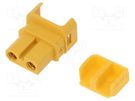Plug; DC supply; XT30; female; PIN: 2; for cable; soldering; yellow AMASS