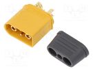 Plug; DC supply; XT90; male; PIN: 4; for cable; soldering; yellow AMASS