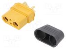 Plug; DC supply; XT90; female; PIN: 4; for cable; soldering; yellow AMASS