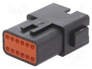 Connector: wire-wire; plug; male; AT; for cable; PIN: 12; black; IP67 AMPHENOL