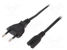 Cable; CEE 7/16 (C) plug,IEC C7 female; 3m; black; 2.5A; 250V LOGILINK