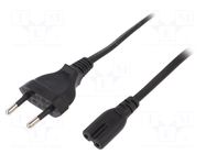 Cable; CEE 7/16 (C) plug,IEC C7 female; 3m; black; 2.5A; 230V LOGILINK