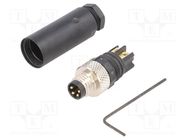 Connector: M8; male; PIN: 4; straight; for cable; plug; 4A; IP67; 30V 