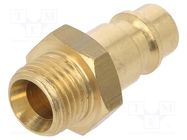 Thread plug-in EURO; nipple; brass; Ext.thread: 1/4" 