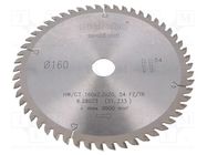 Circular saw; Ø: 160mm; Øhole: 20mm; W: 2.2mm; Teeth: 54; HW/CT METABO
