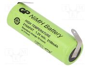 Re-battery: Ni-MH; A,LR23; 1.2V; 2100mAh; soldering lugs; Ø17x50mm GP