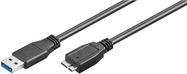 USB 3.0 SuperSpeed Cable, Black, 1.8 m - USB 3.0 male (type A) > USB 3.0 micro male (type B)