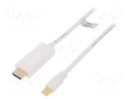 Cable; HDMI plug,mini DisplayPort plug; 3m; white; Support: 3D,4K LOGILINK