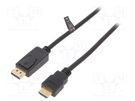 Cable; DisplayPort 1.2; DisplayPort plug,HDMI plug; 2m; black LOGILINK