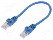 Patch cord; U/UTP; 5e; stranded; CCA; PVC; blue; 0.25m; 26AWG LOGILINK