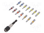 Kit: screwdriver bits; hex key,Phillips,Pozidriv®,slot,Torx® 