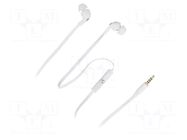 Headphones with microphone; white; Jack 3,5mm; in-ear; 1.2m; 32Ω QOLTEC