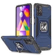 Wozinsky Ring Armor Case Kickstand Tough Rugged Cover for Samsung Galaxy M31s blue, Wozinsky