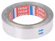 Tape: duct; W: 25mm; L: 50m; Thk: 0.065mm; grey; acrylic; aluminium TESA