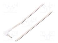 Cable; 2x0.5mm2; wires,DC 2,35/0,7 plug; angled; white; 1.5m BQ CABLE