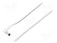 Cable; 2x0.5mm2; wires,DC 5,5/2,5 plug; angled; white; 3m BQ CABLE